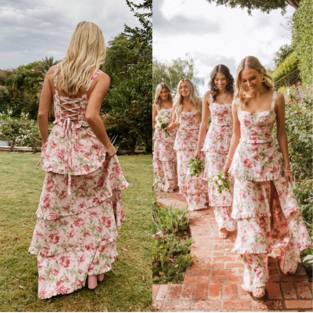 Show Me Your MuMu Lady Corset Dress Floral Maxi Dress - small